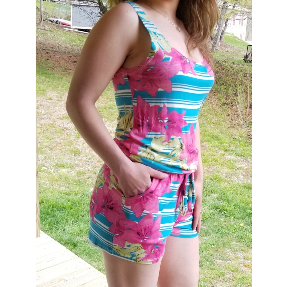 Idealle Short Romper, Pink Multicolored,  L NWT - Picture 10 of 12